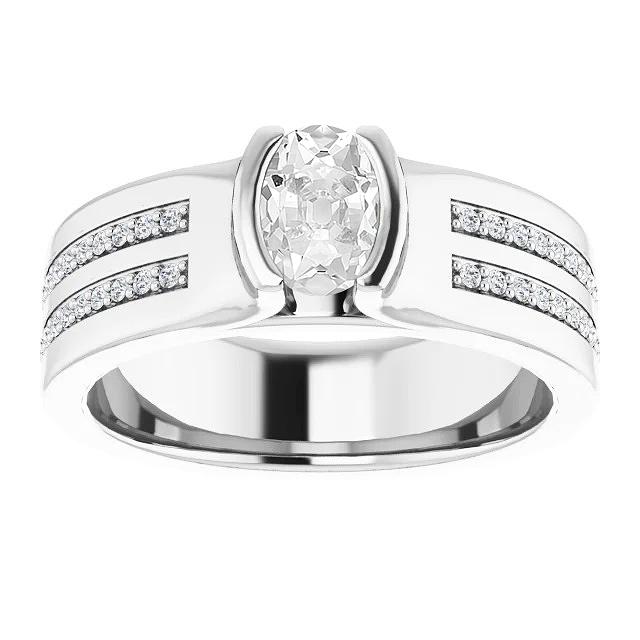 Ovaler alter Minenschliff-Diamantring-Kanalsatz mit dickem Schaft 4,75 Karat - harrychadent.ch