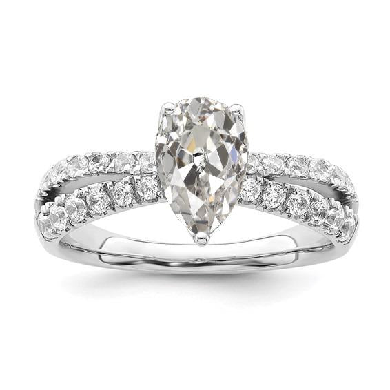 Rund & Birne Altschliff Diamant Ehering Split Pave Set 4,50 Karat - harrychadent.ch