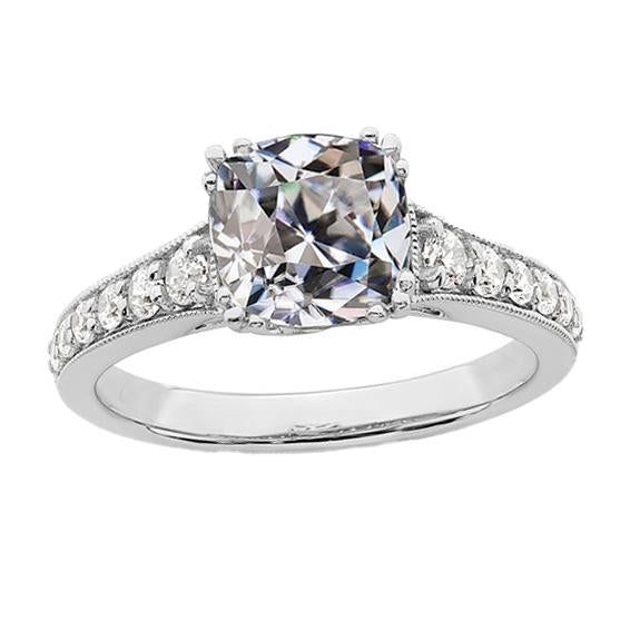 Rund & Kissen Diamant Damen-Verlobungsring Gold Milgrain 7 Karat - harrychadent.ch