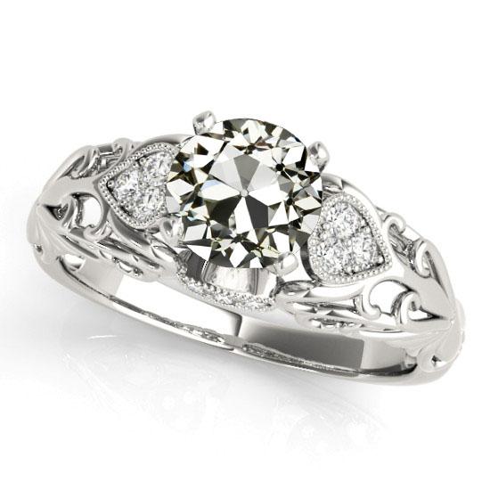 Runder alter Bergmann Diamant Ehering im antiken Stil 4 Karat - harrychadent.ch