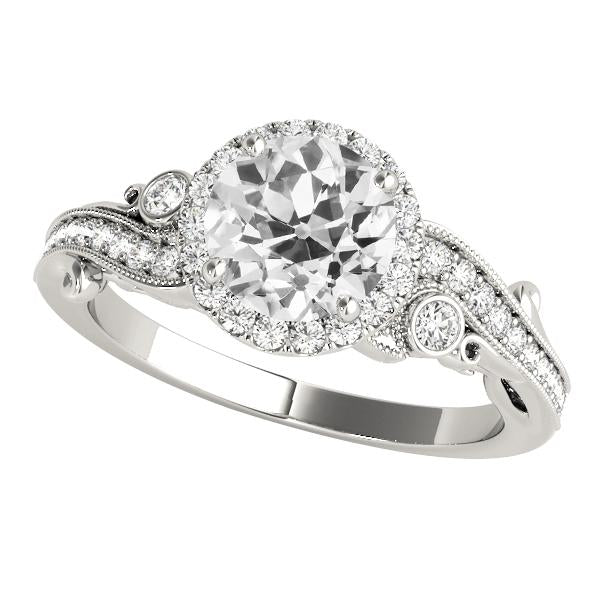 Runder alter Bergmann Diamantring 3 Steine Stil 4,50 Karat Milgrain Shank - harrychadent.ch