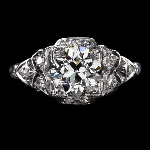Runder alter Diamantring im antiken Stil im Minenschliff, 3 Karat Gold, Filigran - harrychadent.ch