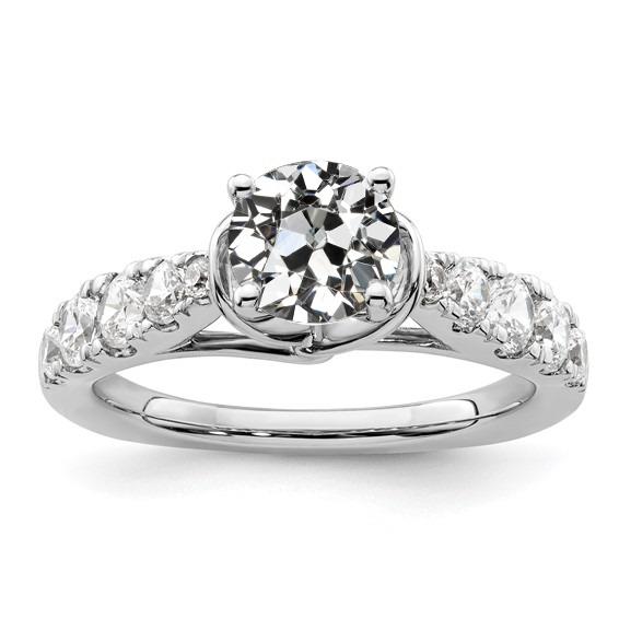 Runder alter europäischer Diamant-Verlobungsring Krappenset 3 Karat - harrychadent.ch