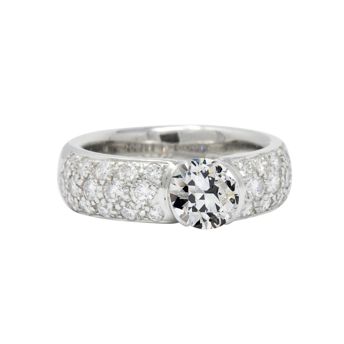 Runder alter Minenschliff Diamantring Pave Set 14K Gold 3,75 Karat - harrychadent.ch