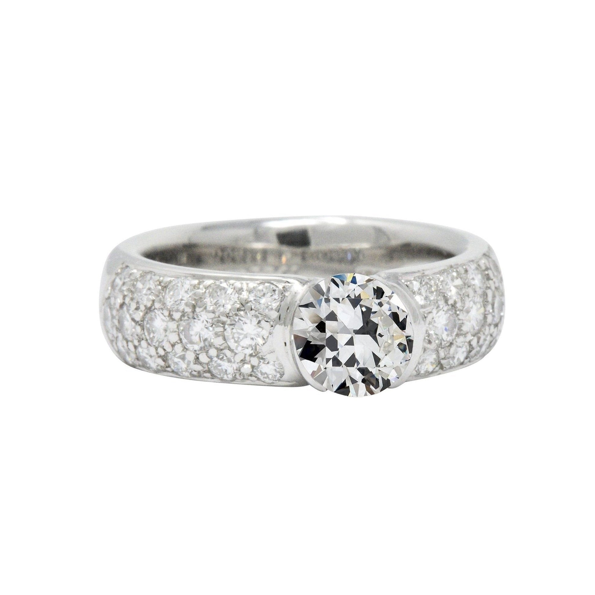 Runder alter Minenschliff Diamantring Pave Set 14K Gold 3,75 Karat - harrychadent.ch