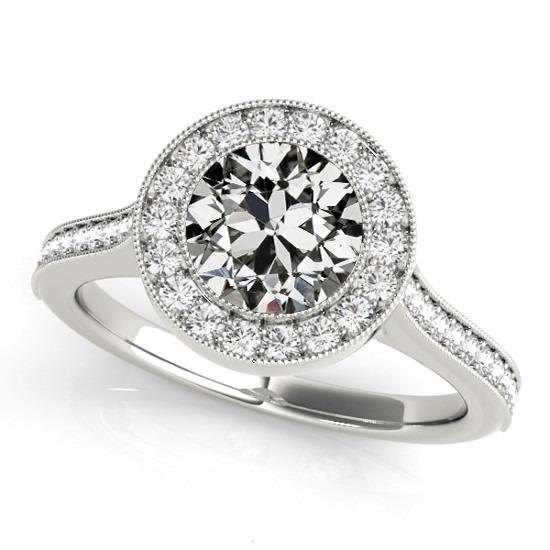 Runder Altschliff Diamant Halo Ehering 4,50 Karat Weißgold - harrychadent.ch
