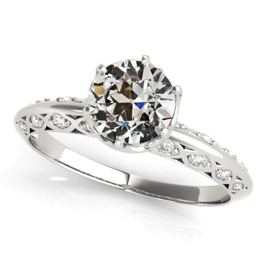Runder Altschliff Diamant-Verlobungsring 4 Karat 14K Gold - harrychadent.ch