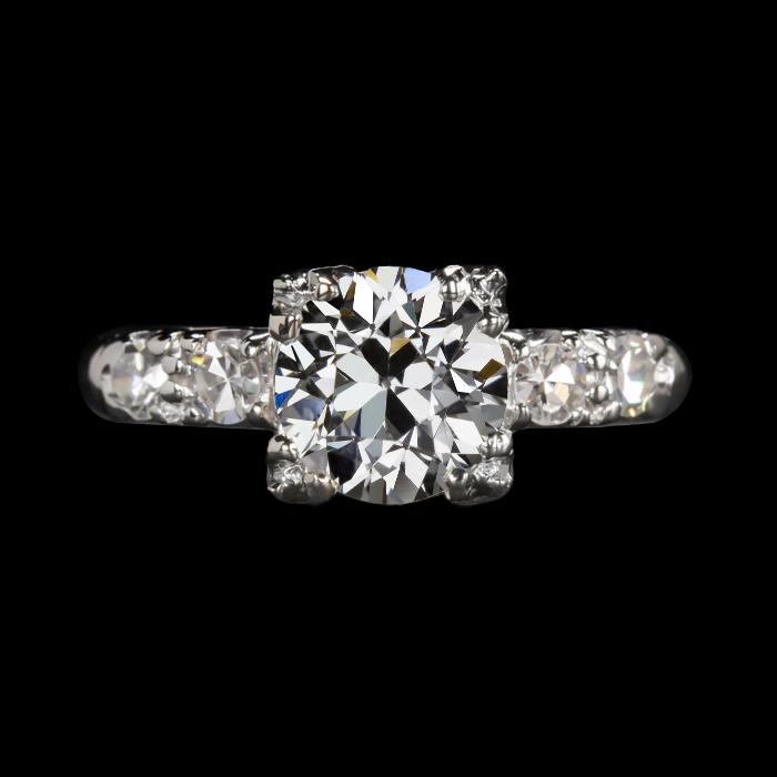Runder Altschliff Diamantring für Damen 3,50 Karat Weißgold 14K - harrychadent.ch
