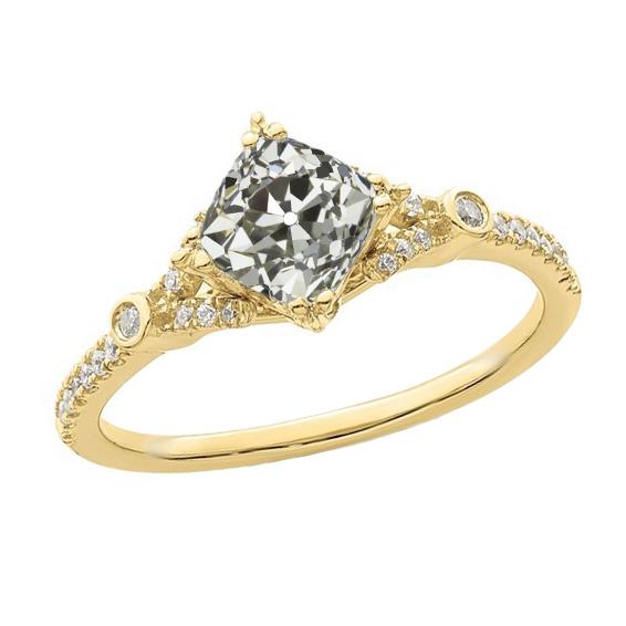 Runder & Kissen Old Mine Cut Diamantring Drachenstil 4 Karat - harrychadent.ch