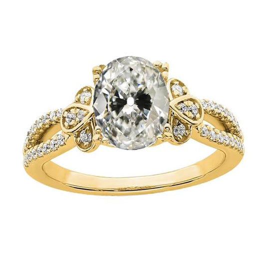 Runder & Ovaler alter Bergmann Diamantring 14K Gelbgold 5 Karat Schmuck - harrychadent.ch