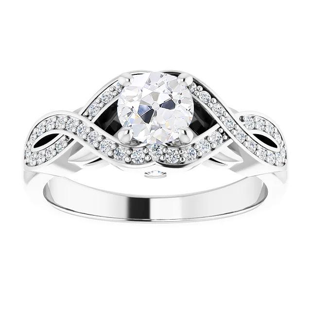 Rundes altes Minenschliff-Diamant-Zinken-Set Infinity-Stil 4,25 Karat - harrychadent.ch