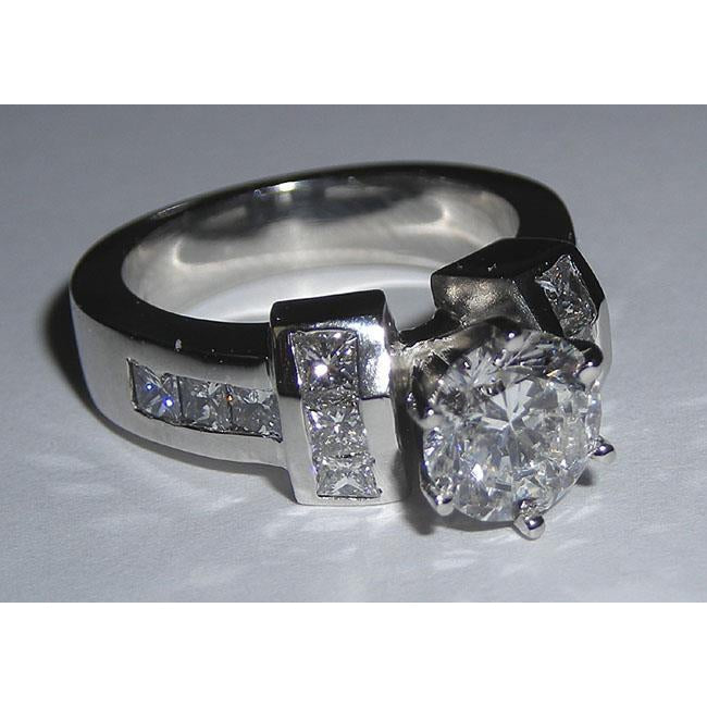 Prinzessin und runder Diamantring Verlobungsset 6,61 Karat
