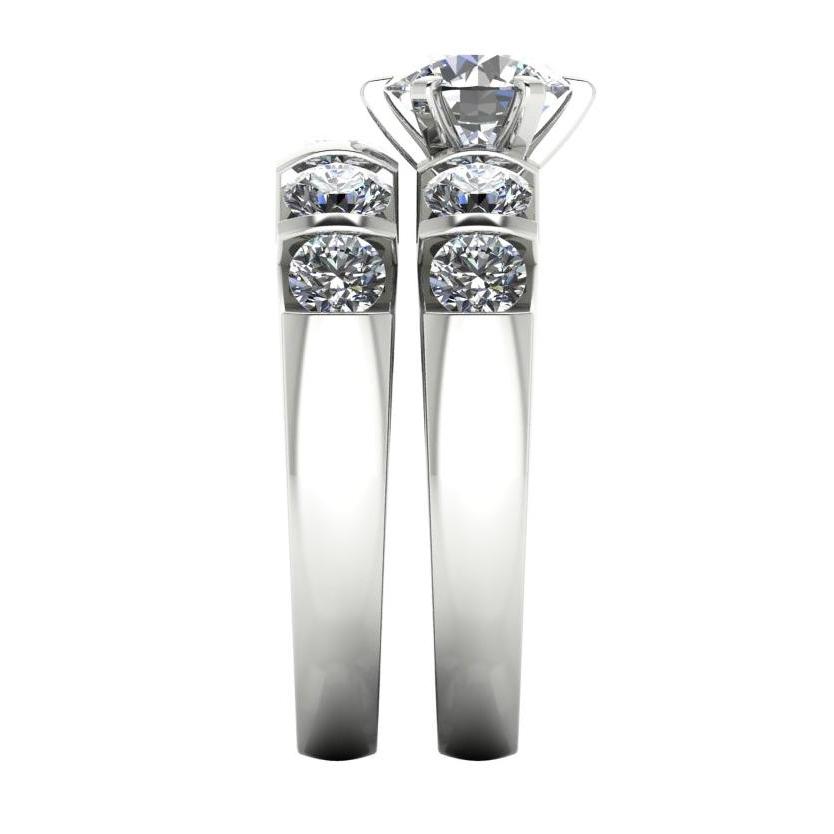 Runder Diamant-Verlobungsring-Set 3,50 Karat Schmuck Weißgold - harrychadent.ch