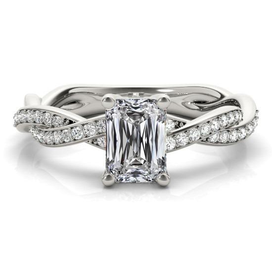Smaragd-Diamant-Verlobungsring Zinke Twisted Shank 4 Karat - harrychadent.ch