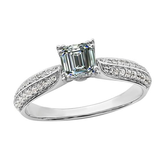 Smaragd Diamant Verlobungsring Zweireihig Akzente Weißgold 4 Karat - harrychadent.ch