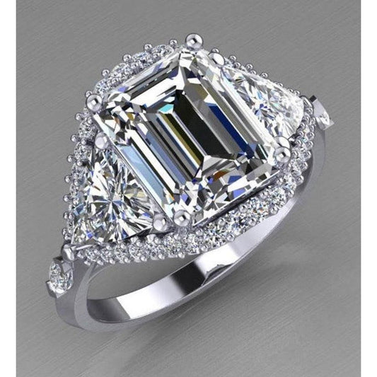 Smaragd Trillion Diamant Verlobungsring 3,95 Karat Brillantschliff - harrychadent.ch