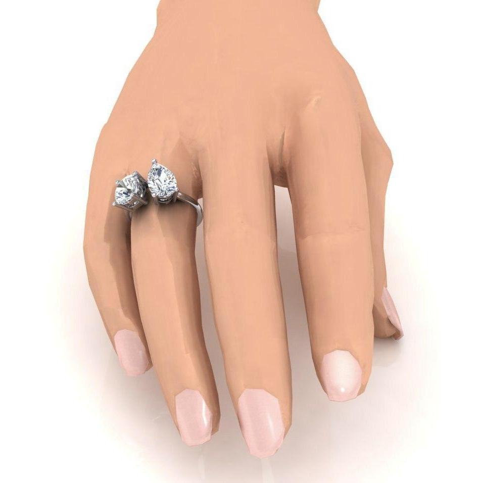 Toi et Moi Diamantring mit zwei Steinen und Birnen, 4 Karat Weißgold 14K - harrychadent.ch