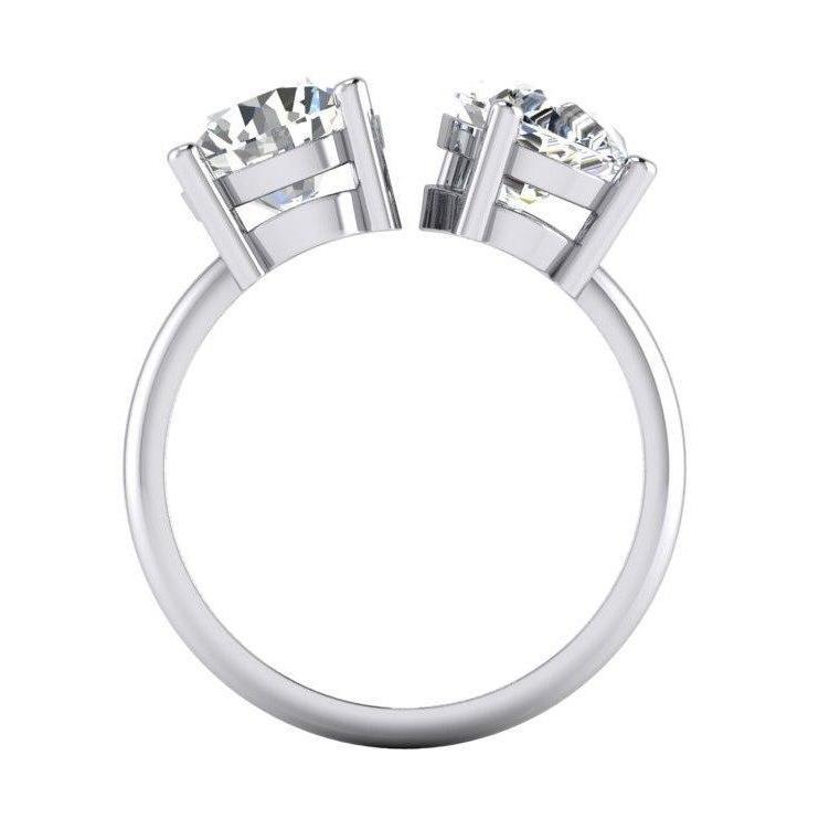 Toi et Moi Diamantring mit zwei Steinen und Birnen, 4 Karat Weißgold 14K - harrychadent.ch