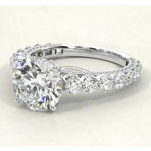 Verlobungsring mit rundem Diamanten 3,80 Karat Schmuck Weißgold 14K - harrychadent.ch