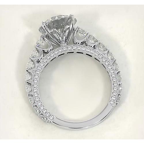 Verlobungsring mit rundem Diamanten 3,80 Karat Schmuck Weißgold 14K - harrychadent.ch
