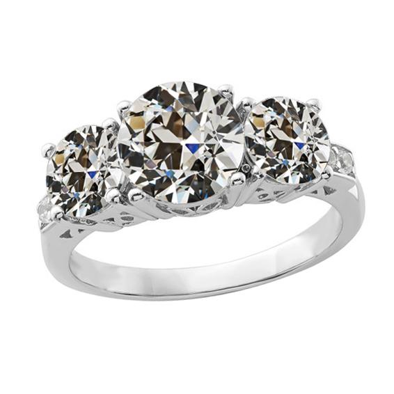 Verlobungsring runder alter europäischer Diamantkorb Set 6 Karat - harrychadent.ch