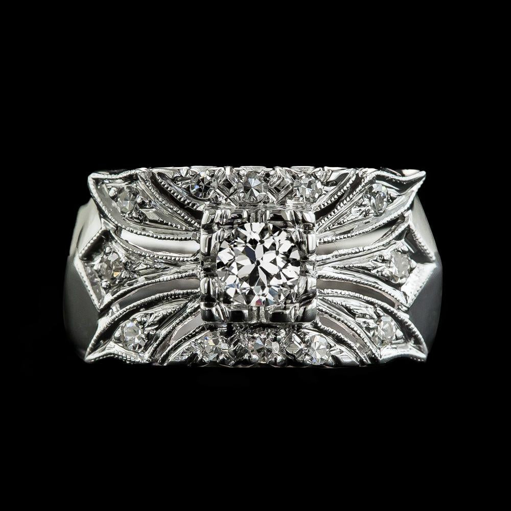 Vintage-Stil alter Bergmann Diamant Damenring 2 Karat Gold Milgrain - harrychadent.ch