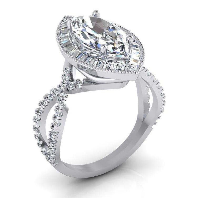 Weißgold Marquise Diamant Halo Verlobungsring 4,50 Karat Neu - harrychadent.ch