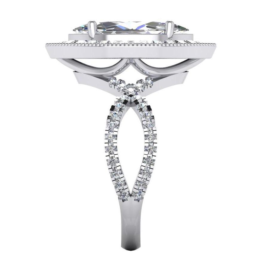Weißgold Marquise Diamant Halo Verlobungsring 4,50 Karat Neu - harrychadent.ch
