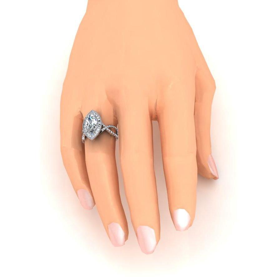 Weißgold Marquise Diamant Halo Verlobungsring 4,50 Karat Neu - harrychadent.ch