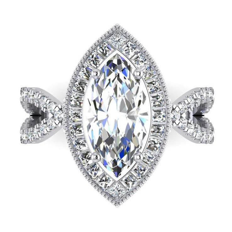 Weißgold Marquise Diamant Halo Verlobungsring 4,50 Karat Neu - harrychadent.ch