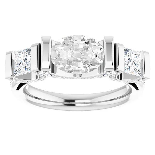 Weißgold-Verlobungsring mit ovalen Diamanten, 10,75 Karat - harrychadent.ch