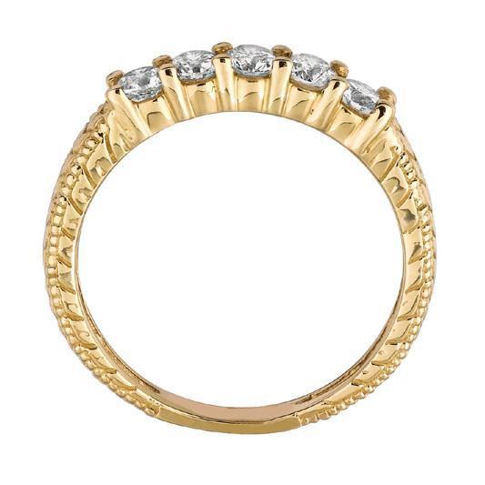 0.50 Karat Runder Echt Diamant Vintage-Stil Ewigkeit Band Gelbgold