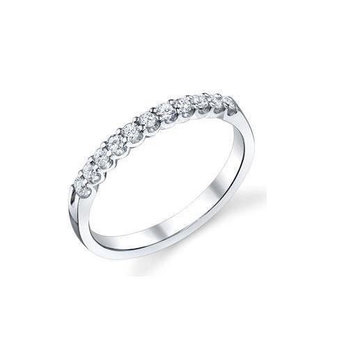 0.55 Ct Rundschliff Natürliche Diamant Hochzeit Halbe Ewigkeit Band 14K Weißgold