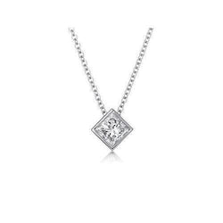 0.75 Carats Prinzessinnenschnitt Solitaire Natürliche Diamant Pendant White Gold 14K