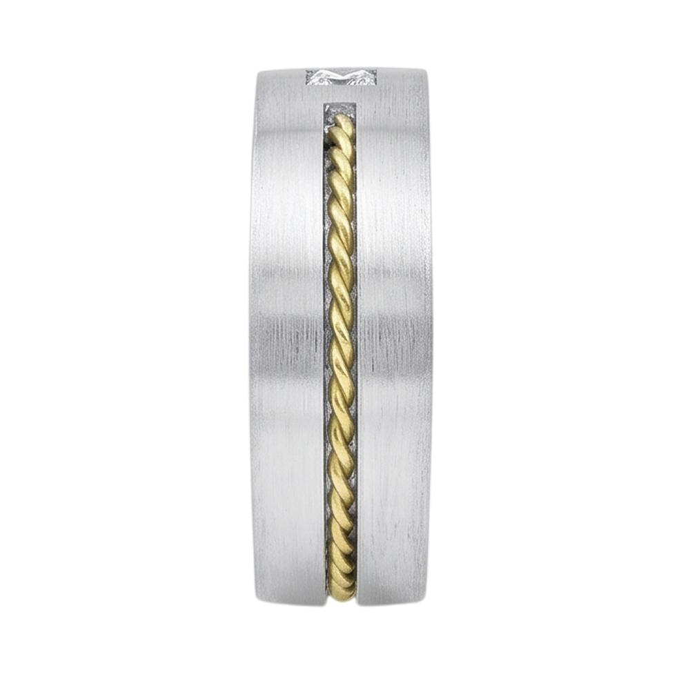 0,35 Karat Prinzessinnenschnitt Echt Diamant Herren-Solitärring Zweifarbiges Gold 14K