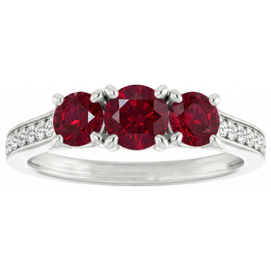 1.10 Karat Burma Rubin Diamant Akzent Ring 14K Weißgold Neu