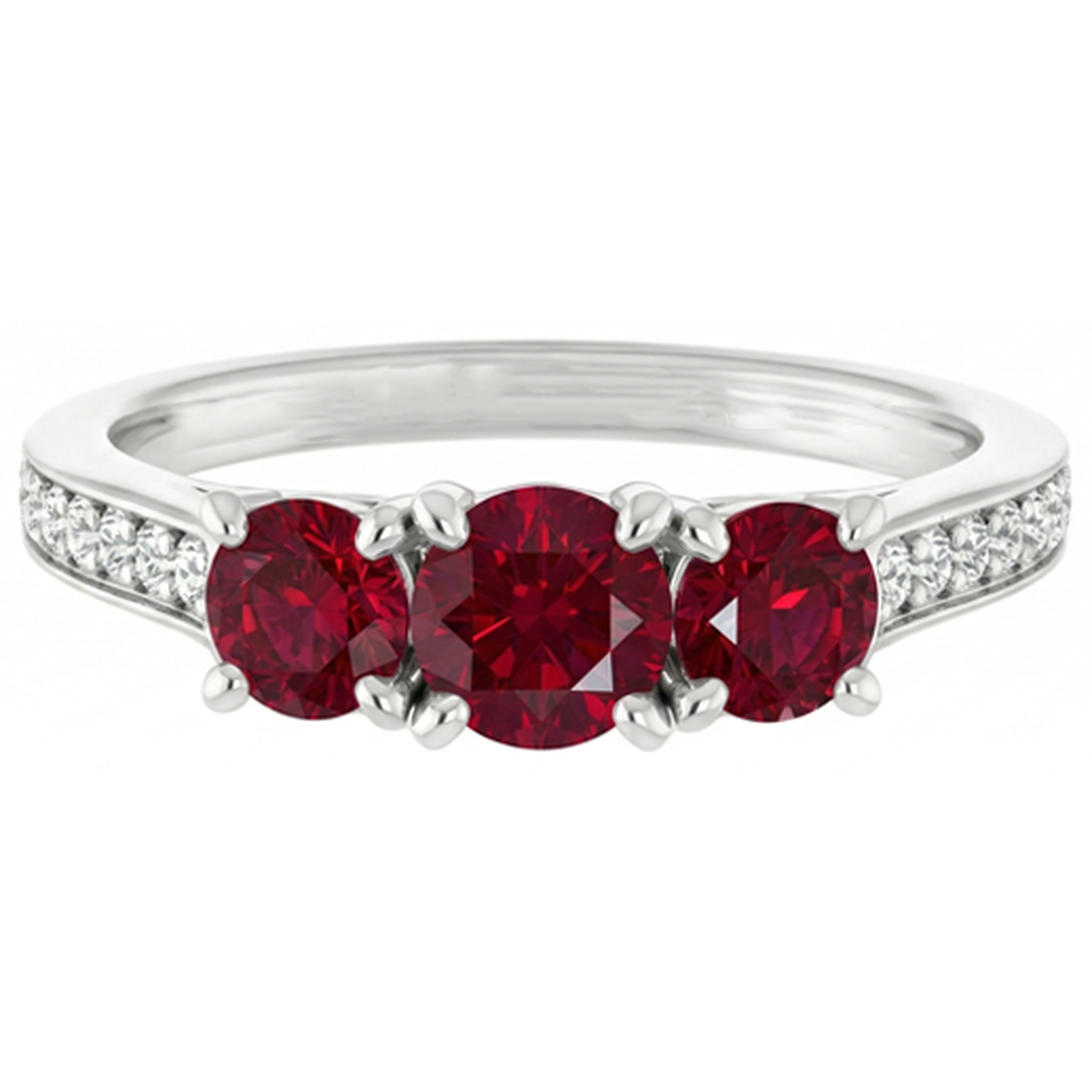 1.10 Karat Burma Rubin Diamant Akzent Ring 14K Weißgold Neu