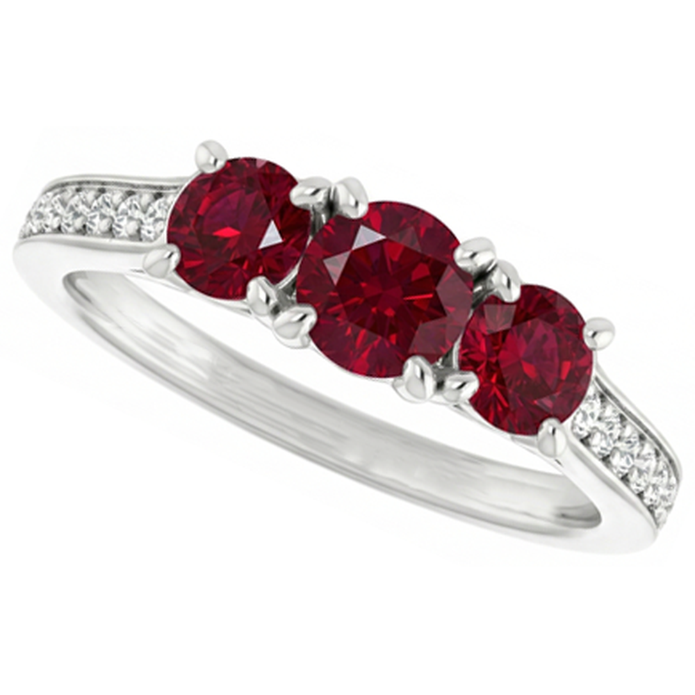 1.10 Karat Burma Rubin Diamant Akzent Ring 14K Weißgold Neu