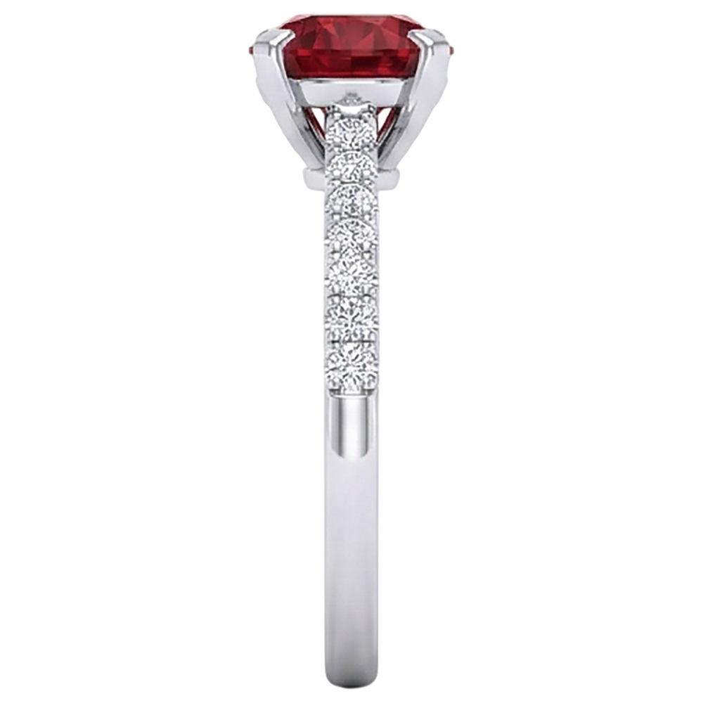 echter round rubin 1.20Karat ring Profilansicht