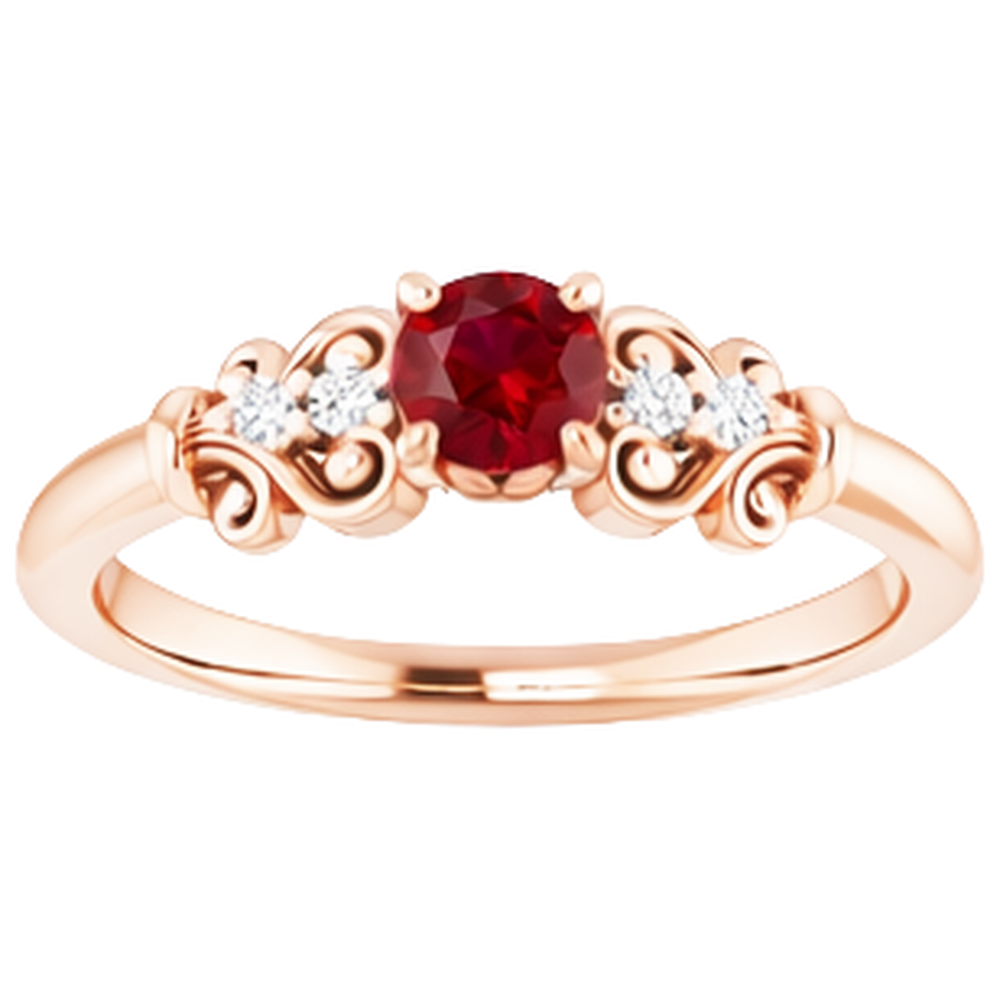 echter round rubin 1.40Karat ring Seitenansicht