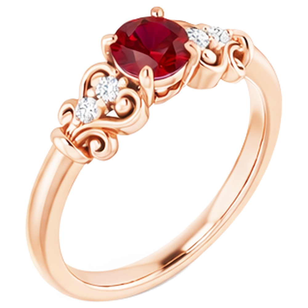 echter round rubin 1.40Karat ring Detailansicht