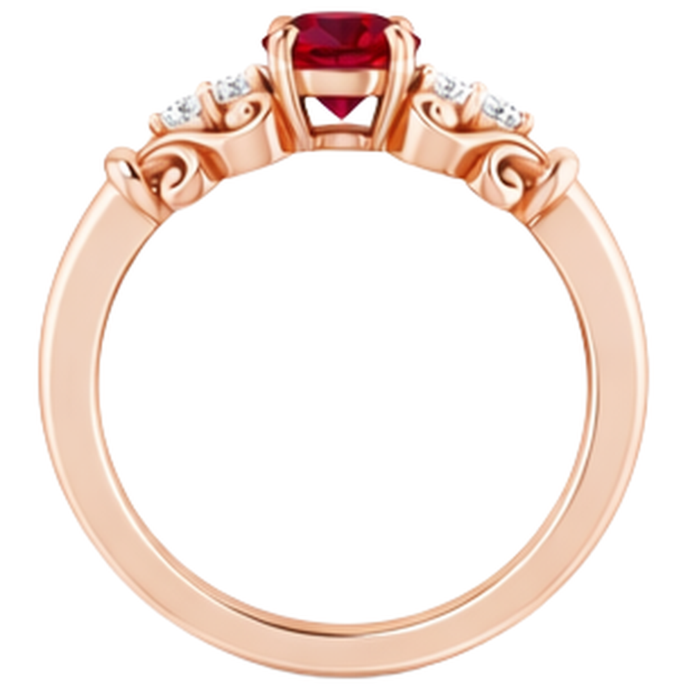echter round rubin 1.40Karat ring Profilansicht
