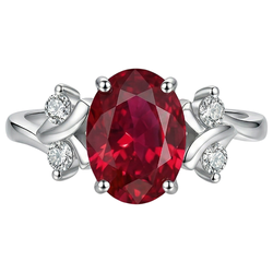 1.70 Karat Roter Rubin Mit Diamanten Ring Ausgefallener Schmuck 14K Krappenset