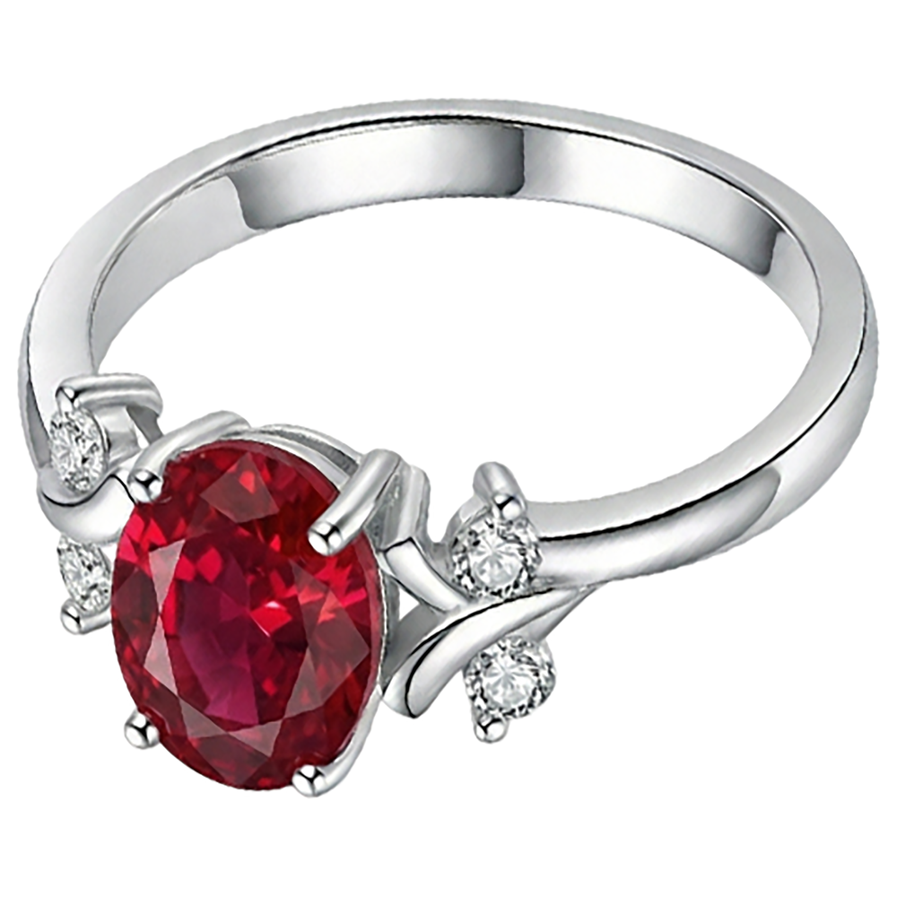 1.70 Karat Roter Rubin Mit Diamanten Ring Ausgefallener Schmuck 14K Krappenset