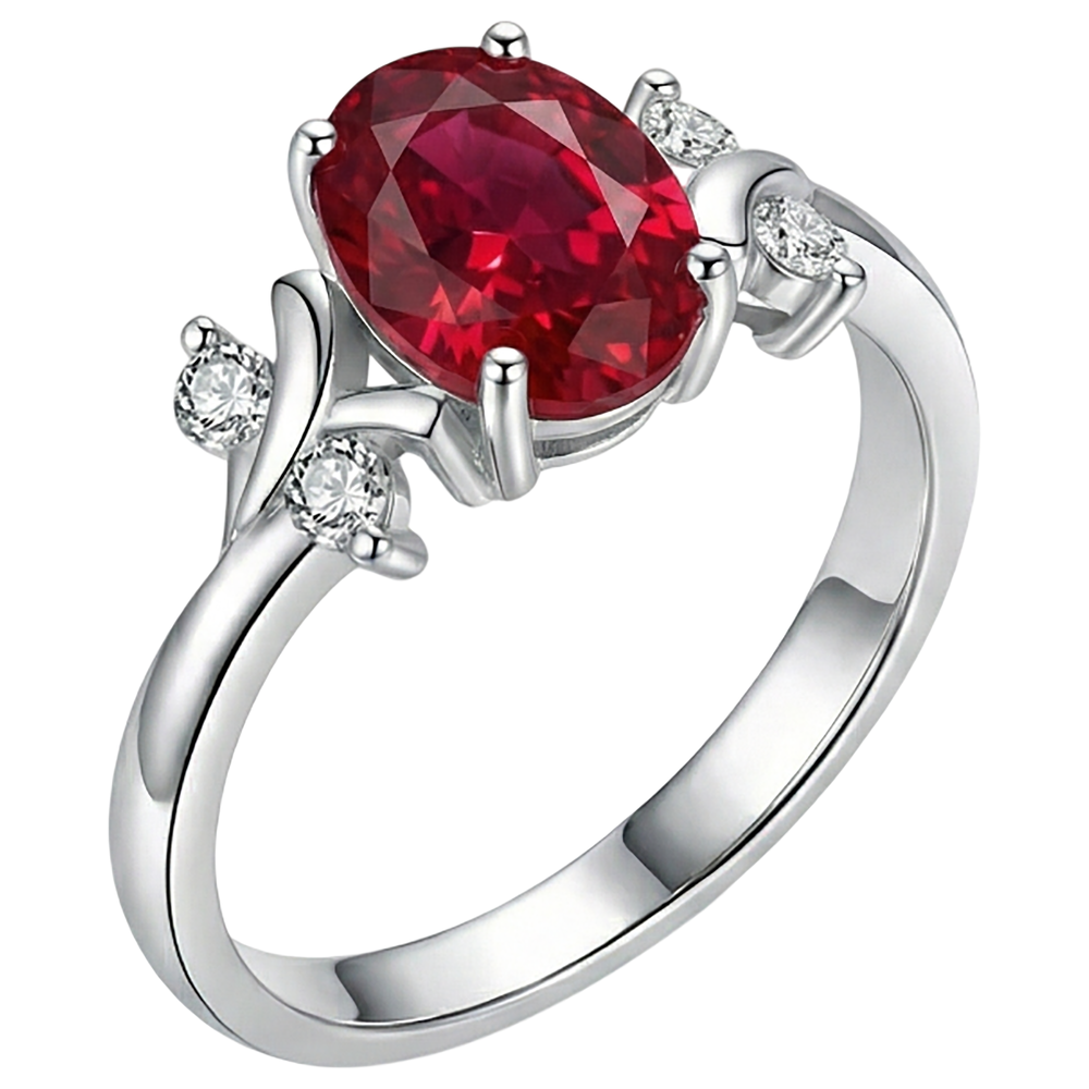 1.70 Karat Roter Rubin Mit Diamanten Ring Ausgefallener Schmuck 14K Krappenset