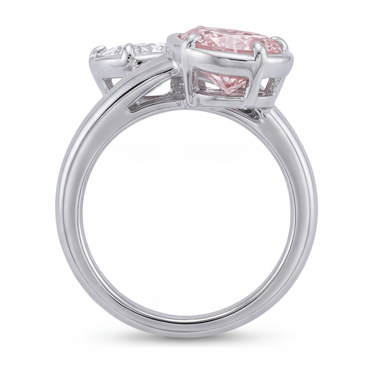 Bypass-Ring aus 14 Karat Weißgold mit im Labor gezüchtetem ovalem rosa Diamanten, 1,75 Karat