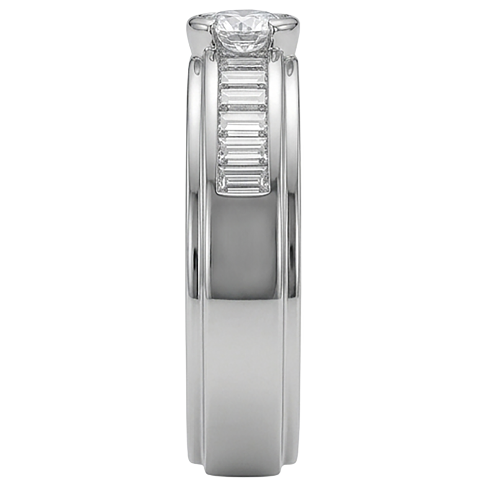 1.85 Karat Diamant Weißgold 14K Herrenring halbe Lünette Set