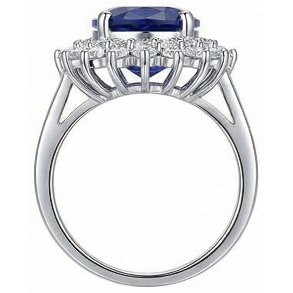 1.85 Karat Ovalschliff Blauer Tansanit und Diamant Jubiläumsring