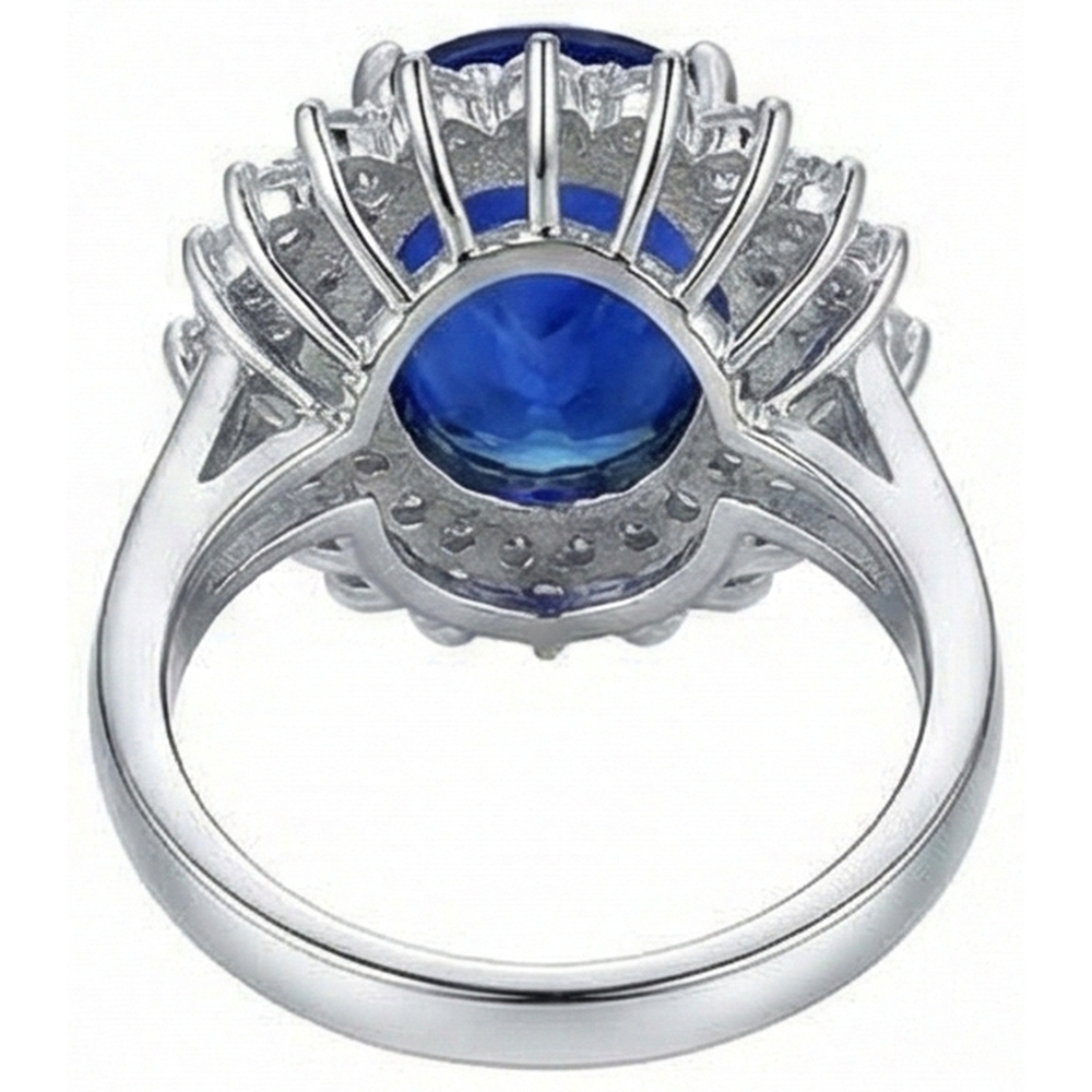 1.85 Karat Ovalschliff Blauer Tansanit und Diamant Jubiläumsring