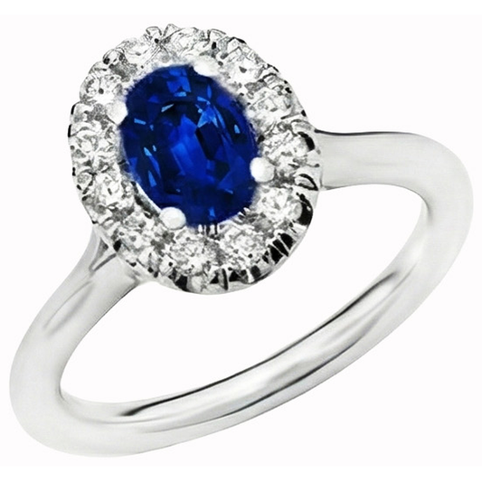 echter oval saphir 1Karat ring Vorderansicht